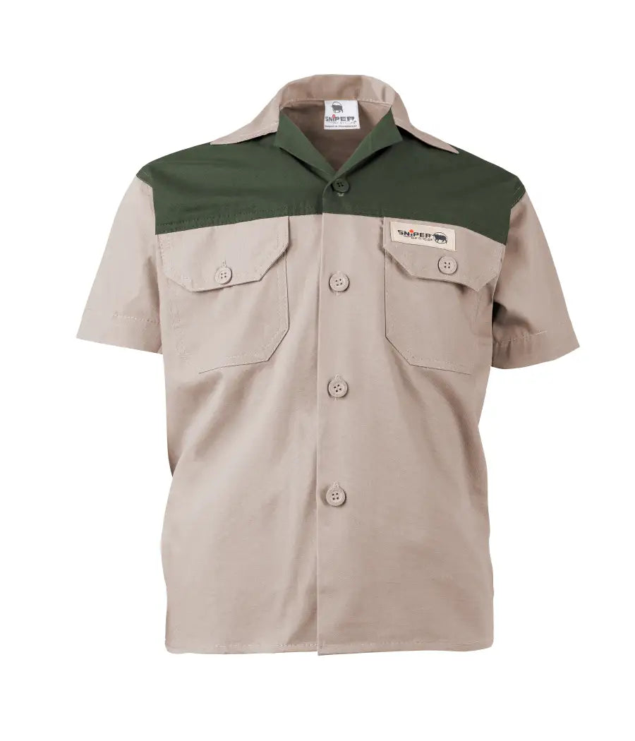 Kiddies Adventure Colour Block S/S Shirt - Khaki/Military