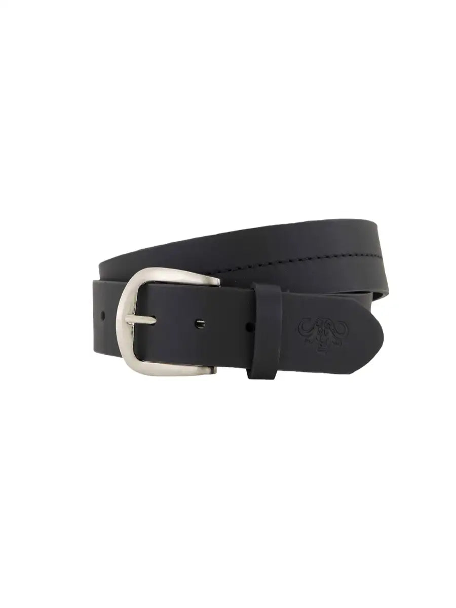 Men's Leather Belt Black Centre Stitch
