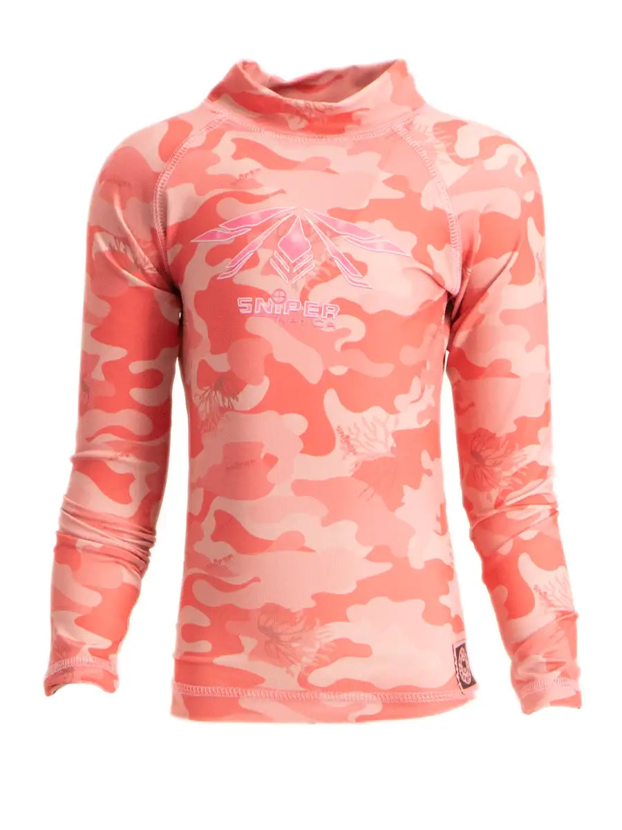 Girls Rash Vest Long Sleeve Coral Pink