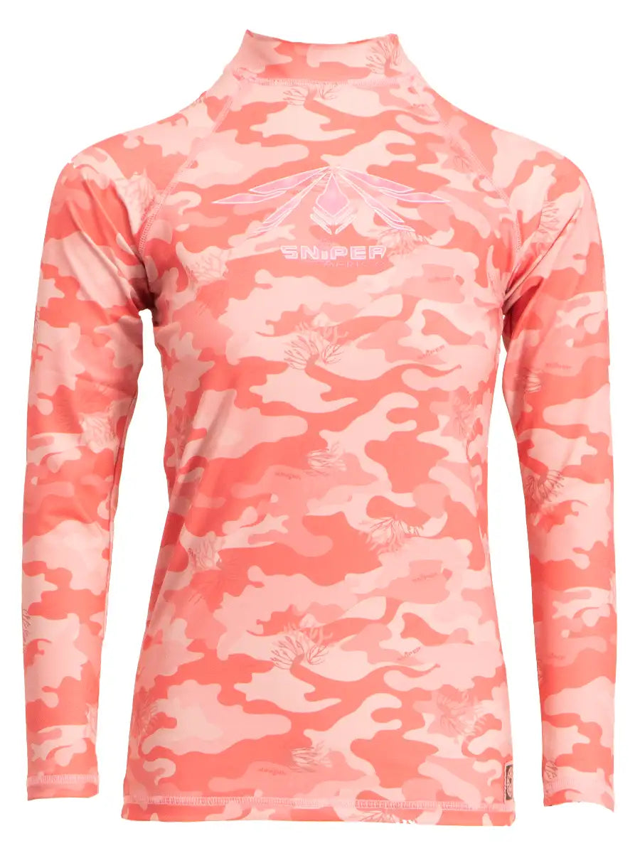 Ladies Rash Vest L/S Coral Pink