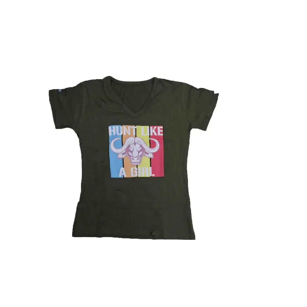 Olive Hunt Like A Girl Ladies T/Shirt S