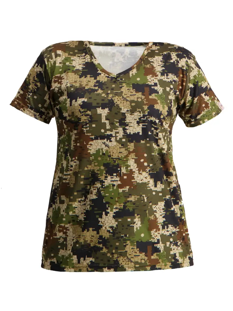 Ladies V-Neck Performance T-Shirt - Pixelate