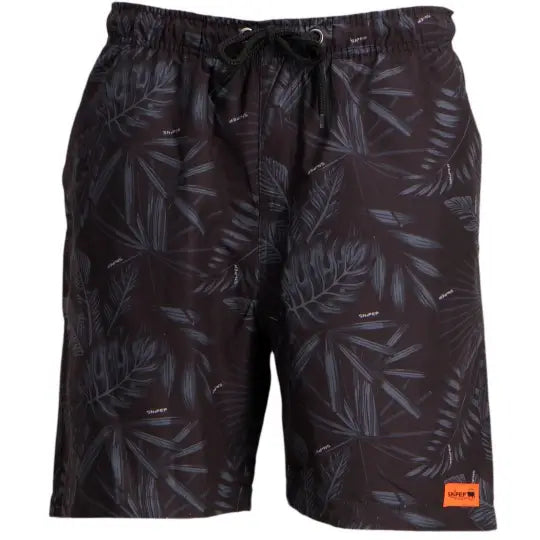 Mens Swim Shorts - Black Rain Forest