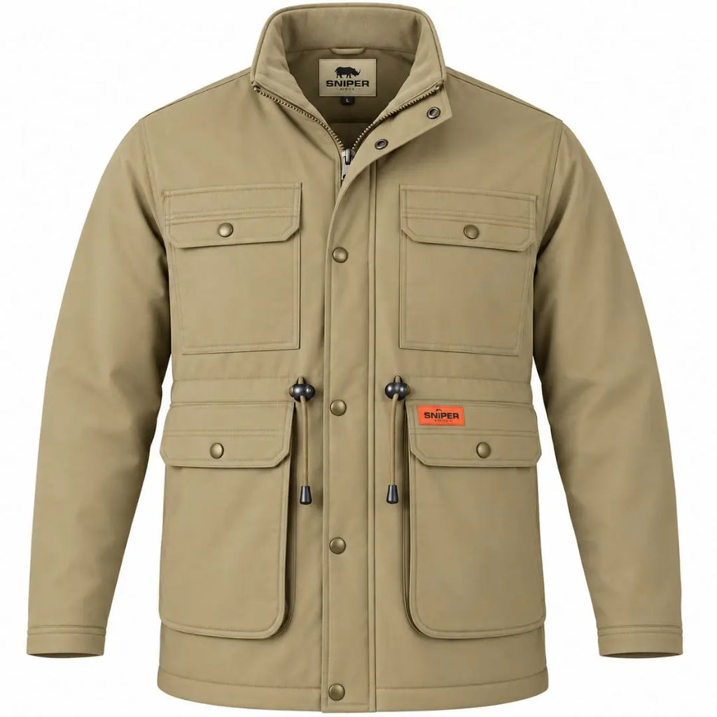 Men's Padded Plain Parka Jacket Khaki