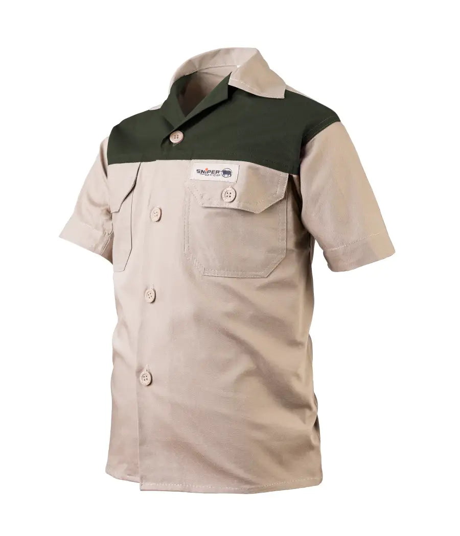 Kiddies Adventure Colour Block S/S Shirt - Khaki/Military