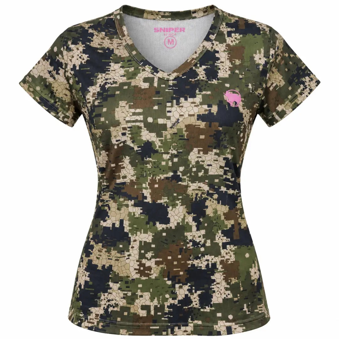 Ladies V-Neck Performance T-Shirt - Pixelate