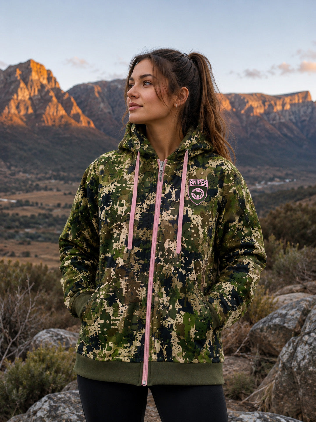 Sniper Africa Pixelate Ladies Sherpa Hoody product image