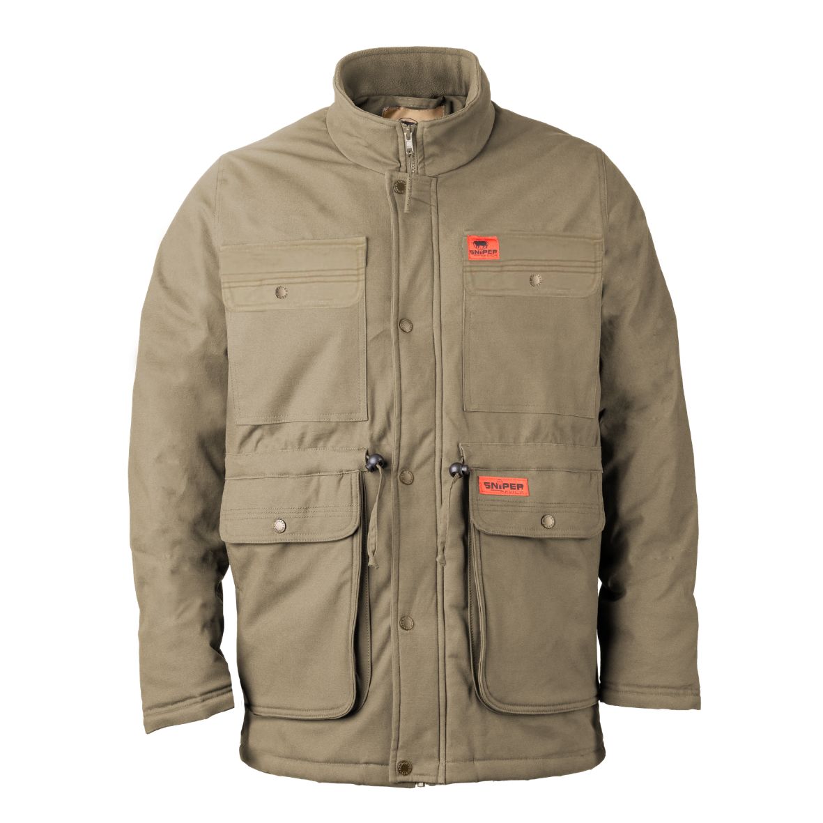 Men's Padded Plain Parka Jacket Khaki