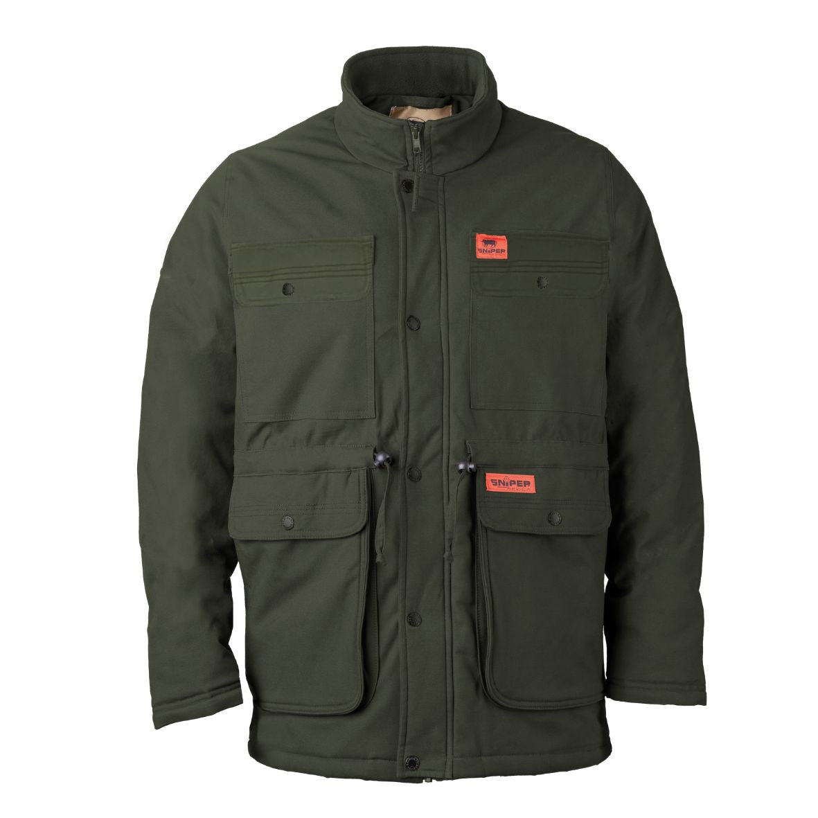 Men's Padded Plain Parka Jacket Olive Main image